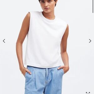 Madewell Structured Muscle Tee in Eyelet White Size Small NWT